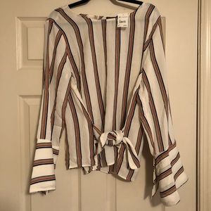 Versona striped bell sleeve top